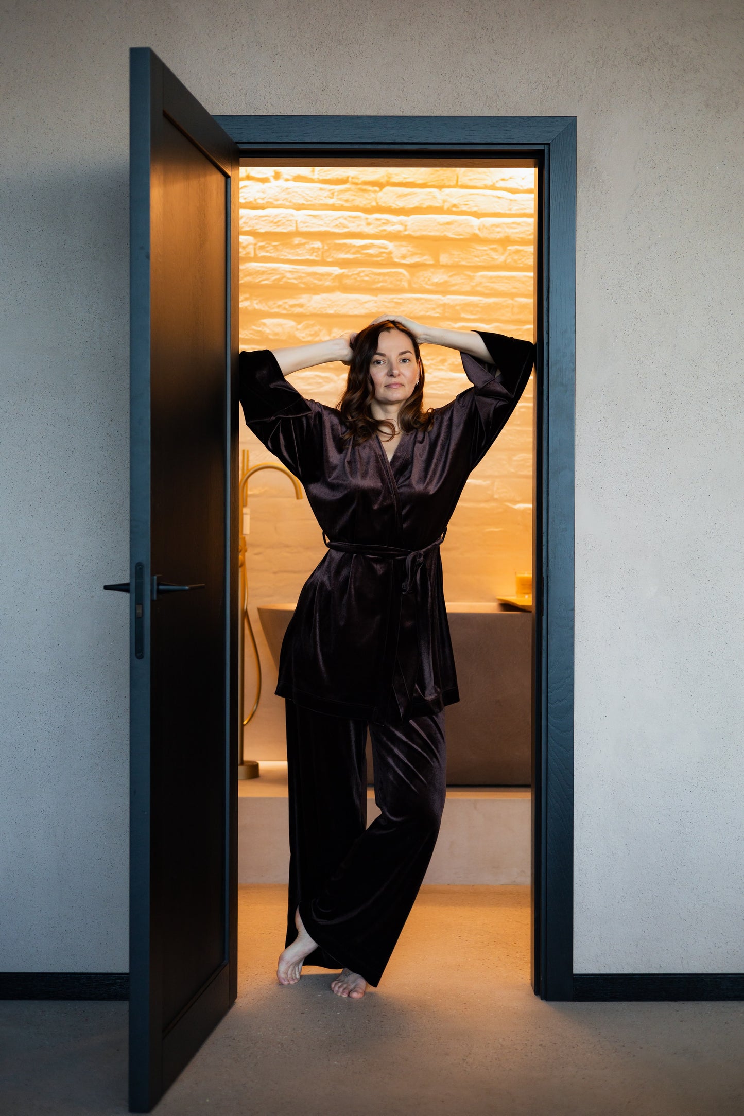 Samta kimono komplekts Šokolāde