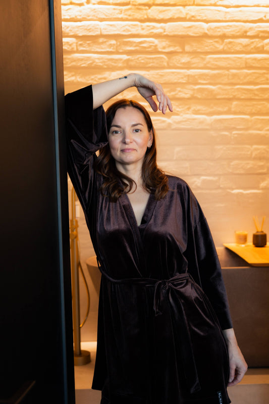 Samta kimono komplekts Šokolāde